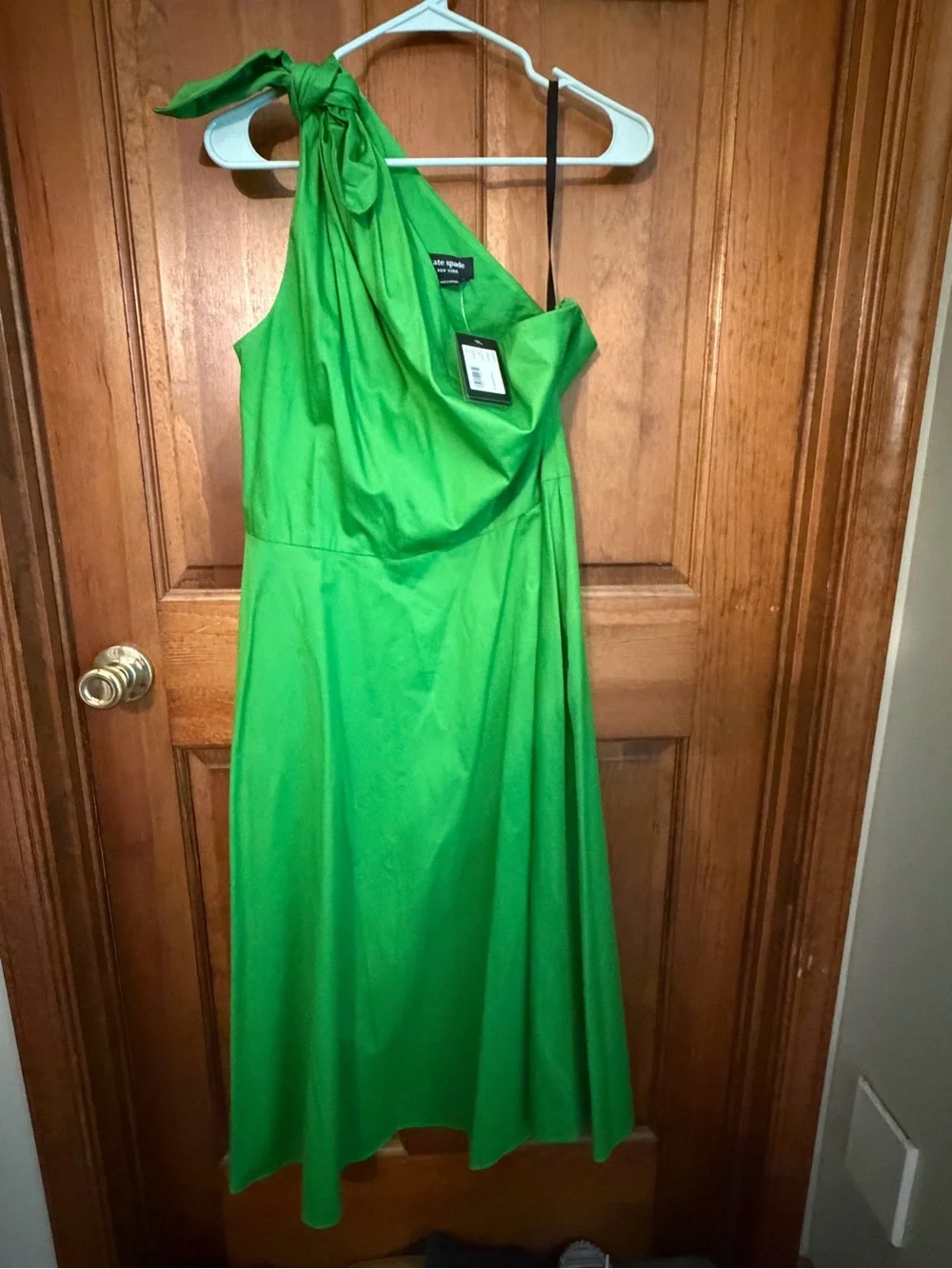 kate spade Bright Green One-Shoulder A-Line Dress